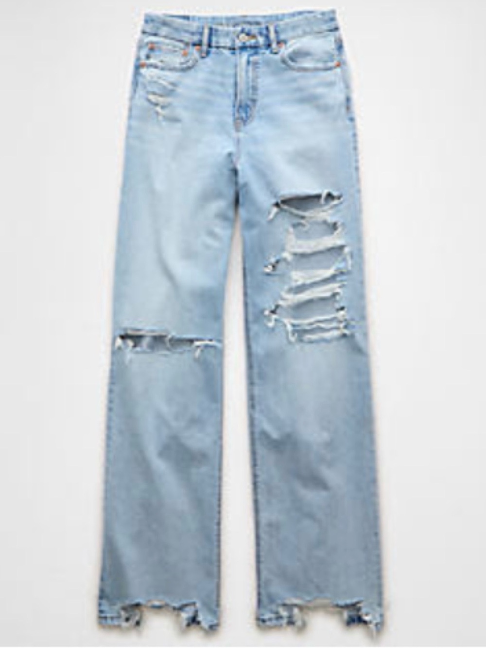 American Eagle Strigid Curvy Ripped Super High-Waisted Baggy Straight Jean
